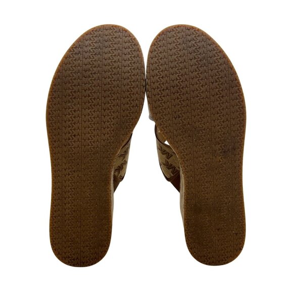 Michael Kors Women’s Brown MK Monogram Canvas Slip-On Wedge Sandals Size 9.5M - Picture 8 of 9